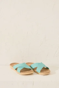 Zapatillas casa rafia turquesa