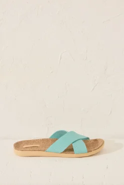 Zapatillas casa rafia turquesa