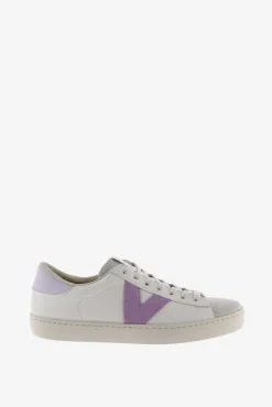 Zapatillas de piel Victoria Berlín con piezas en contraste y puntera de serraje
