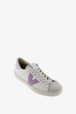 Zapatillas de piel Victoria Berlín con piezas en contraste y puntera de serraje