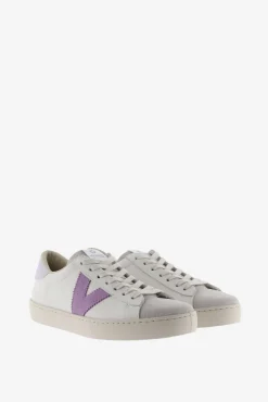 Zapatillas de piel Victoria Berlín con piezas en contraste y puntera de serraje