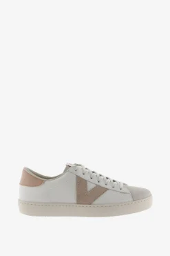 Zapatillas de piel Victoria Berlín con piezas en contraste y puntera de serraje