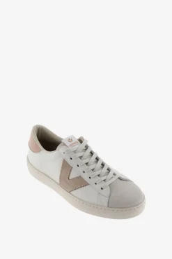 Zapatillas de piel Victoria Berlín con piezas en contraste y puntera de serraje