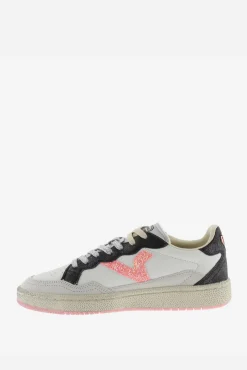 Zapatillas deportivas de mujer con piezas metalizadas y logotipo de glitter