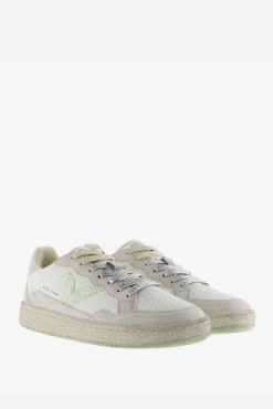 Zapatillas deportivas de mujer con piezas metalizadas y logotipo de glitter