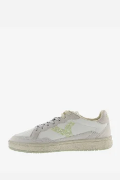 Zapatillas deportivas de mujer con piezas metalizadas y logotipo de glitter