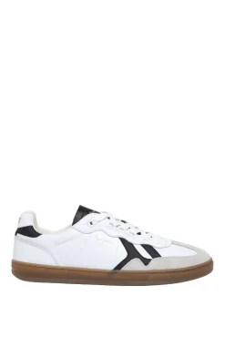 Zapatillas Piel Con Detalles En Ante